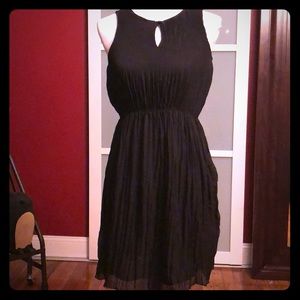 Zara Black pleated dress with keyhole front collar